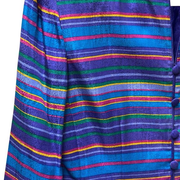 Adrianna Papell Women's Jacket Silk Stripes Purple/Multi - 12P Petite Size 12 - Picture 4 of 8
